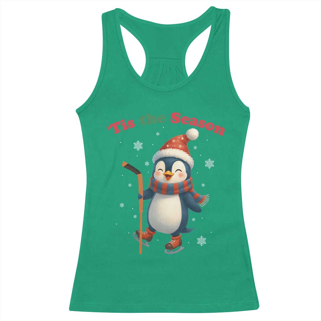 Cute Penguin Tis The Season Racerback Tank Top Funny Christmas Gift For Holiday Fans - Wonder Print Shop