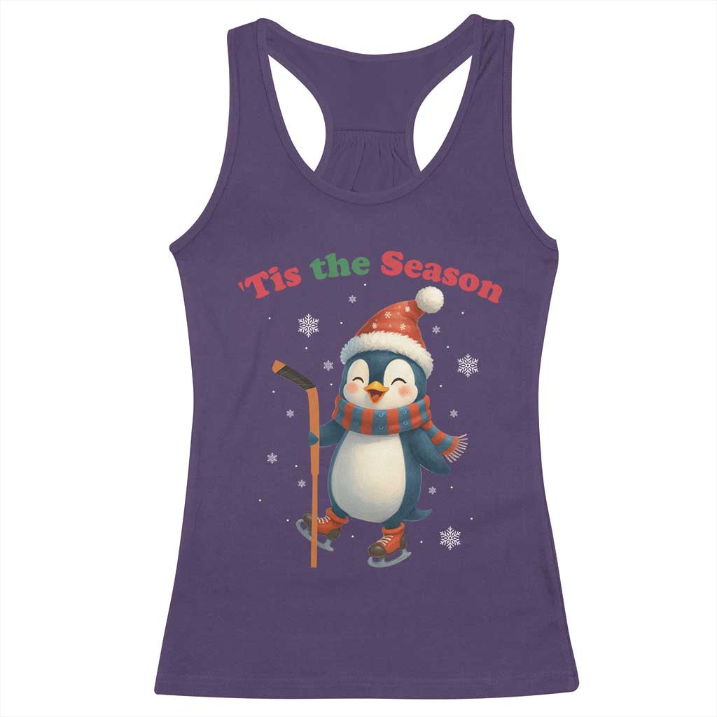 Cute Penguin Tis The Season Racerback Tank Top Funny Christmas Gift For Holiday Fans - Wonder Print Shop