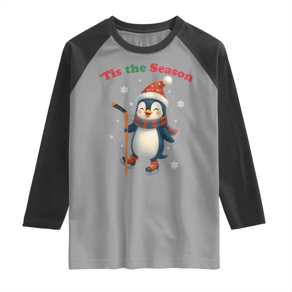 Cute Penguin Tis The Season Raglan Shirt Funny Christmas Gift For Holiday Fans - Wonder Print Shop