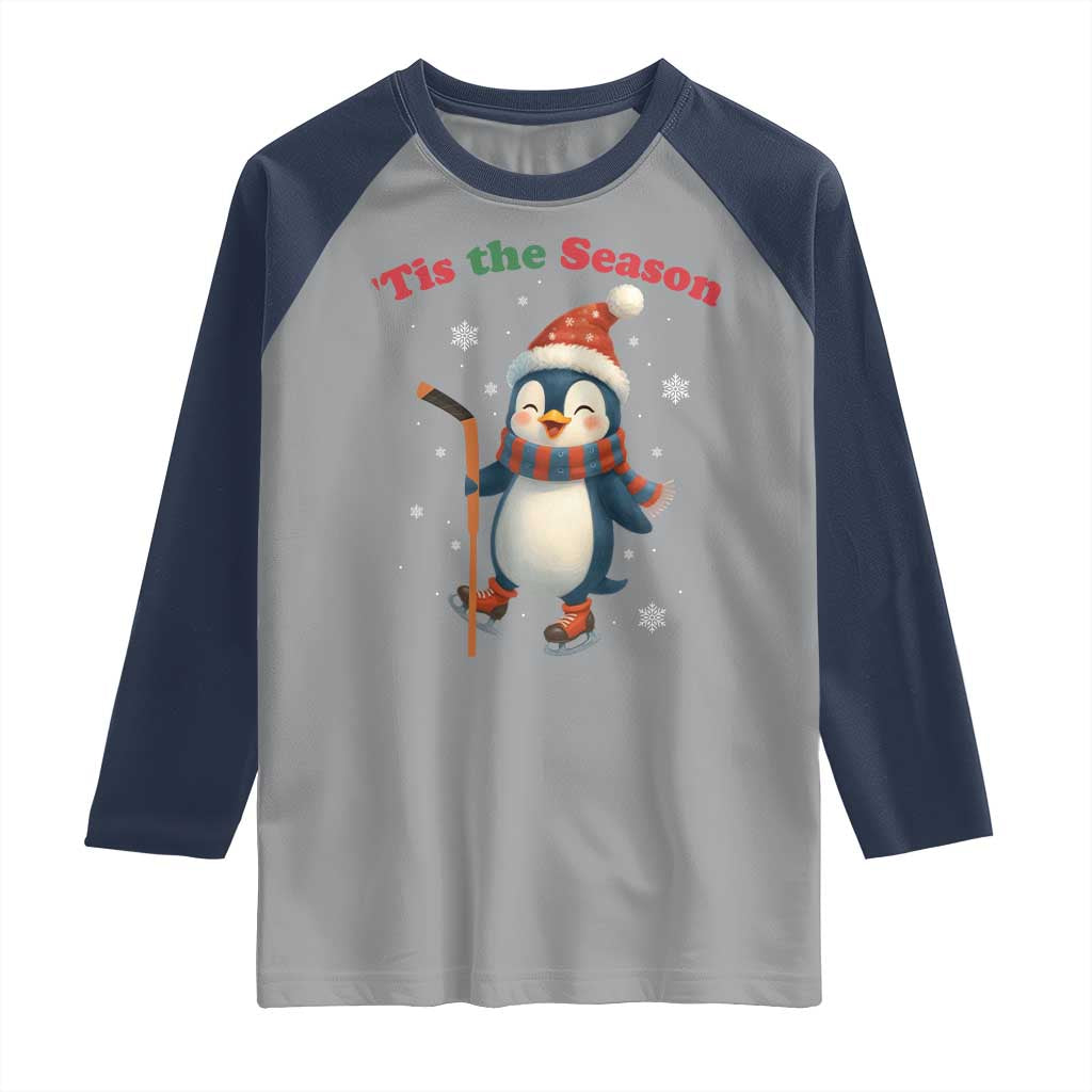 Cute Penguin Tis The Season Raglan Shirt Funny Christmas Gift For Holiday Fans - Wonder Print Shop