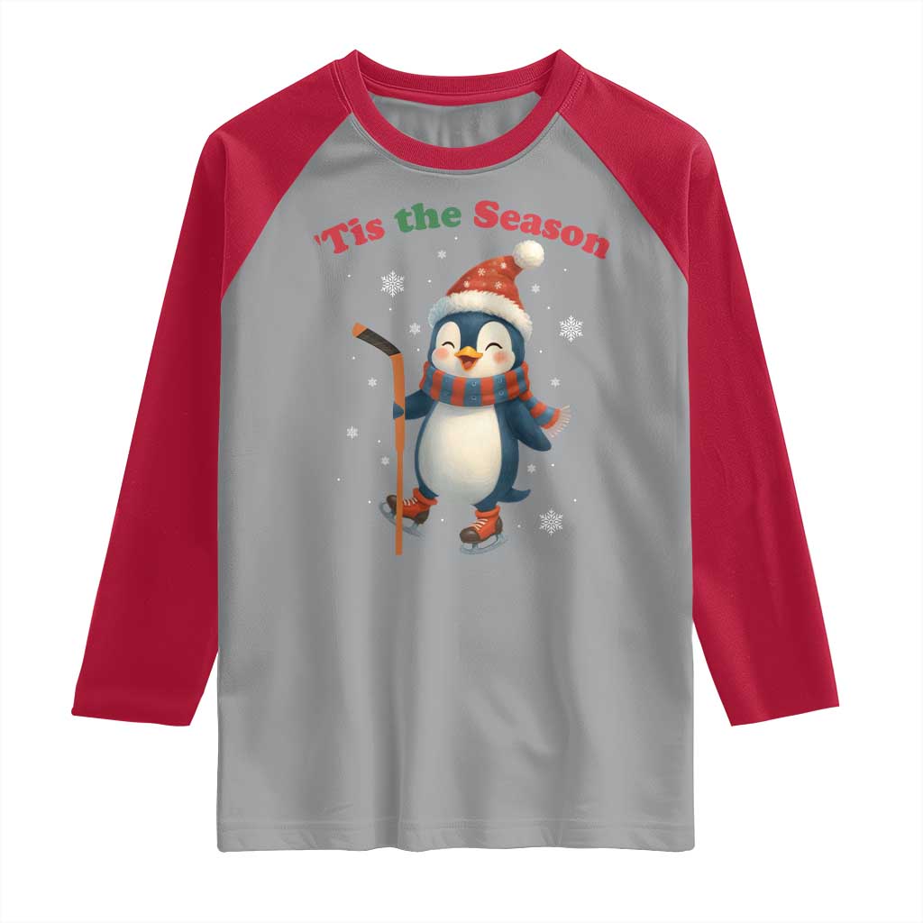 Cute Penguin Tis The Season Raglan Shirt Funny Christmas Gift For Holiday Fans - Wonder Print Shop