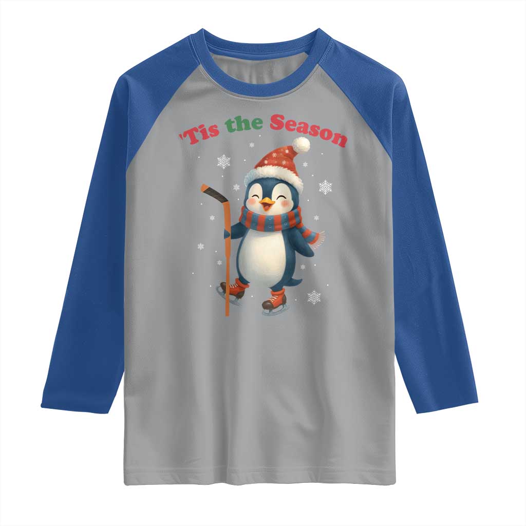 Cute Penguin Tis The Season Raglan Shirt Funny Christmas Gift For Holiday Fans - Wonder Print Shop