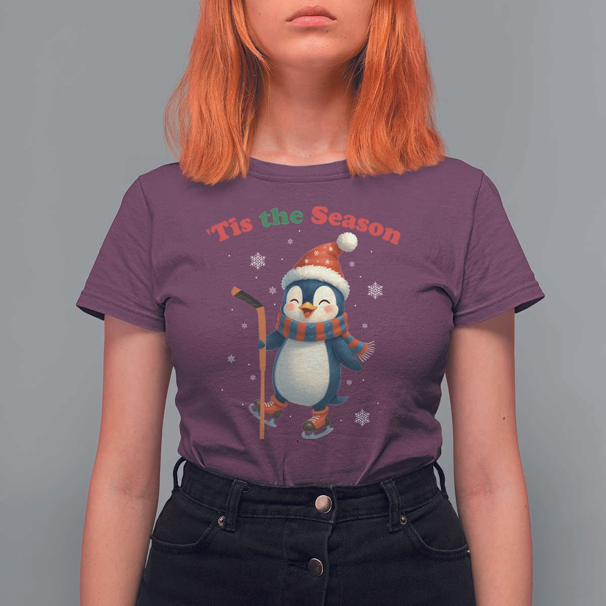 Cute Penguin Tis The Season T Shirt For Women Funny Christmas Gift For Holiday Fans - Wonder Print Shop