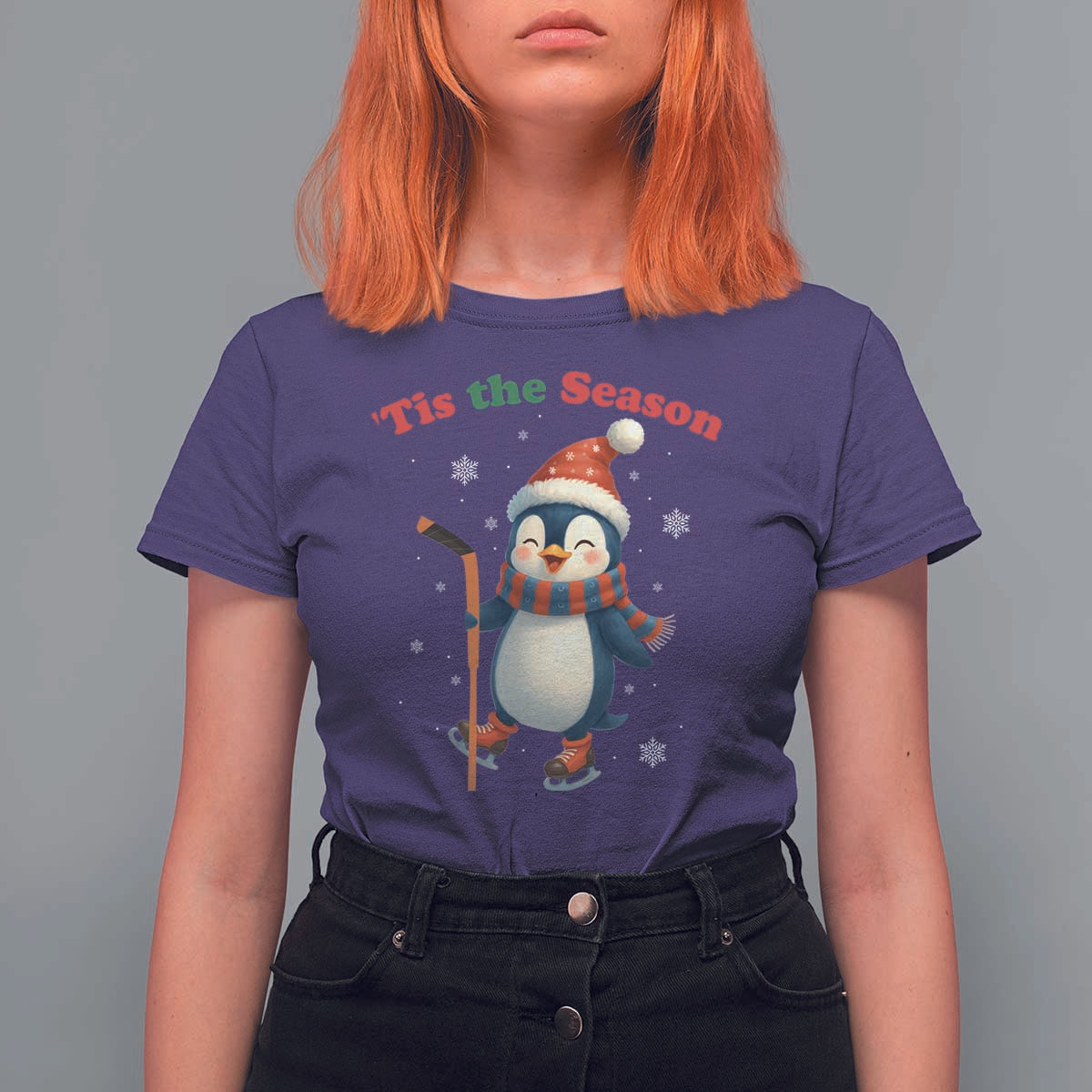 Cute Penguin Tis The Season T Shirt For Women Funny Christmas Gift For Holiday Fans - Wonder Print Shop