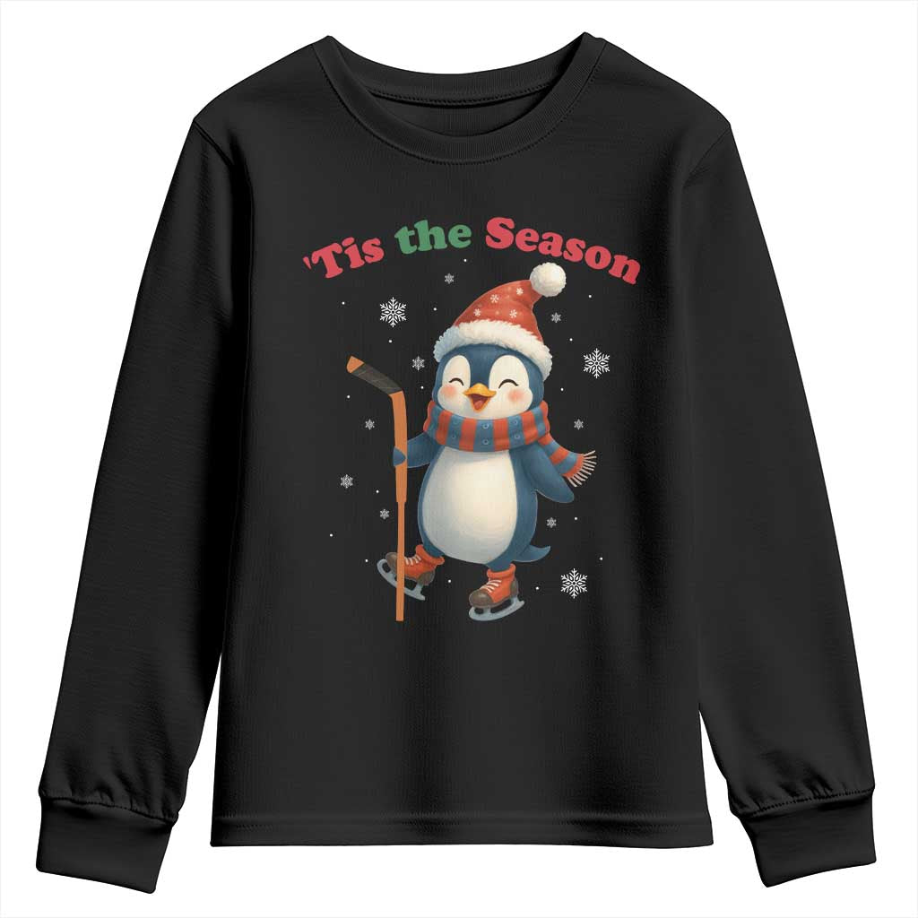 Cute Penguin Tis The Season Youth Sweatshirt Funny Christmas Gift For Holiday Fans - Wonder Print Shop