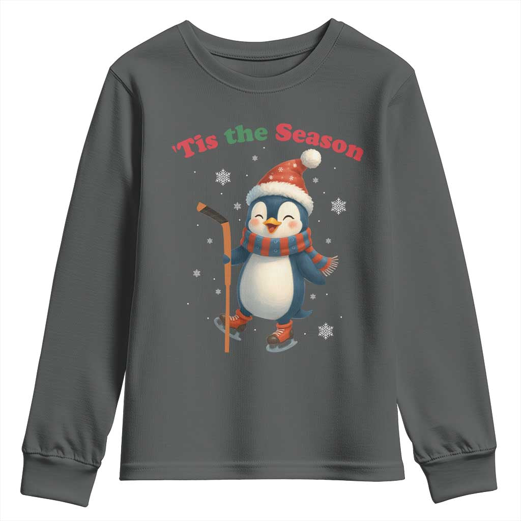 Cute Penguin Tis The Season Youth Sweatshirt Funny Christmas Gift For Holiday Fans - Wonder Print Shop