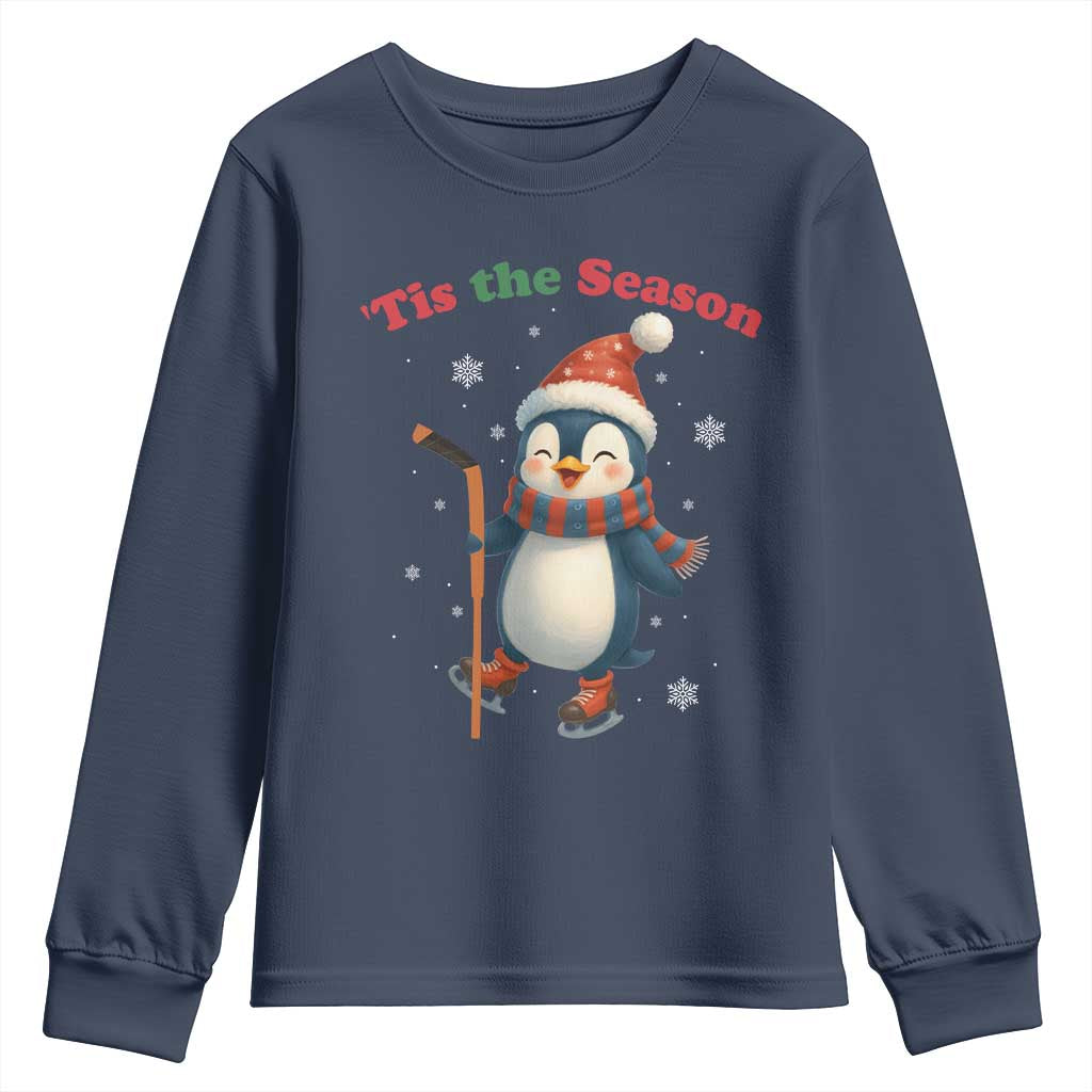 Cute Penguin Tis The Season Youth Sweatshirt Funny Christmas Gift For Holiday Fans - Wonder Print Shop