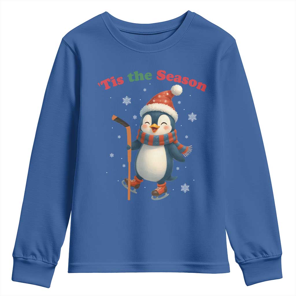Cute Penguin Tis The Season Youth Sweatshirt Funny Christmas Gift For Holiday Fans - Wonder Print Shop