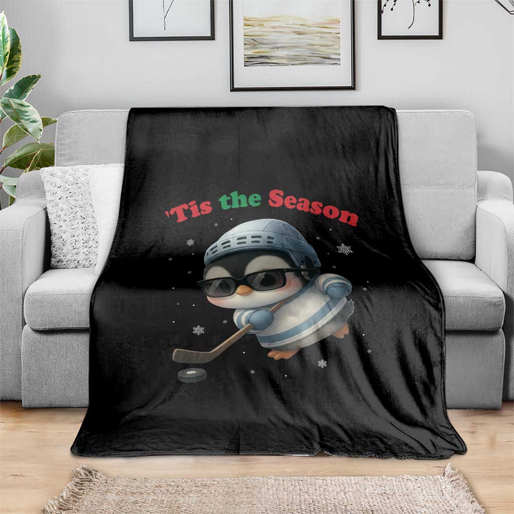 Penguin On Ice Tis The Season Throw Blanket Funny Christmas Gift - Wonder Print Shop