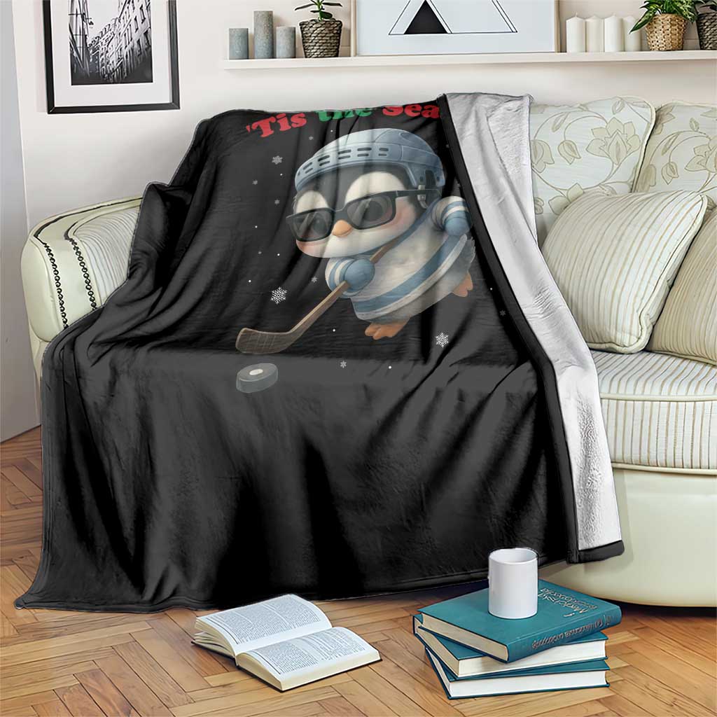 Penguin On Ice Tis The Season Throw Blanket Funny Christmas Gift - Wonder Print Shop
