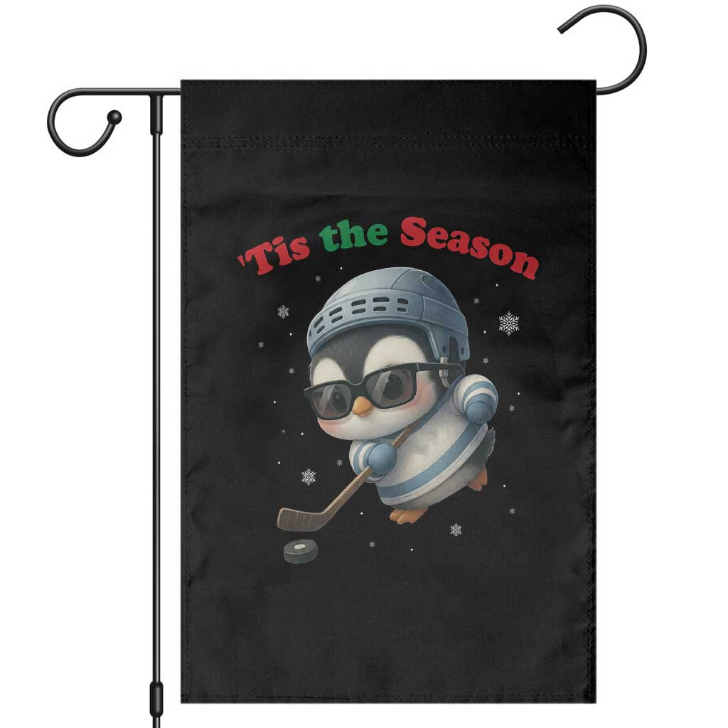 Penguin On Ice Tis The Season Garden Flag Funny Christmas Gift - Wonder Print Shop