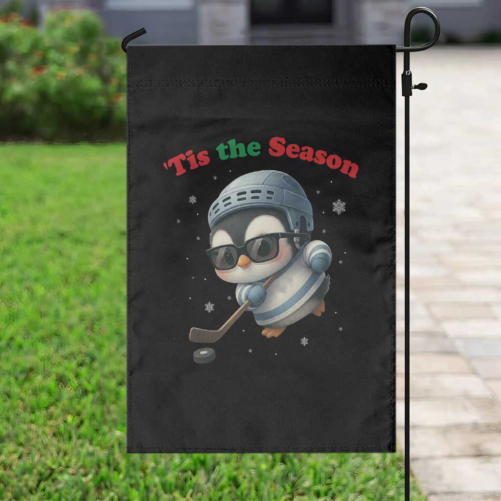 Penguin On Ice Tis The Season Garden Flag Funny Christmas Gift - Wonder Print Shop