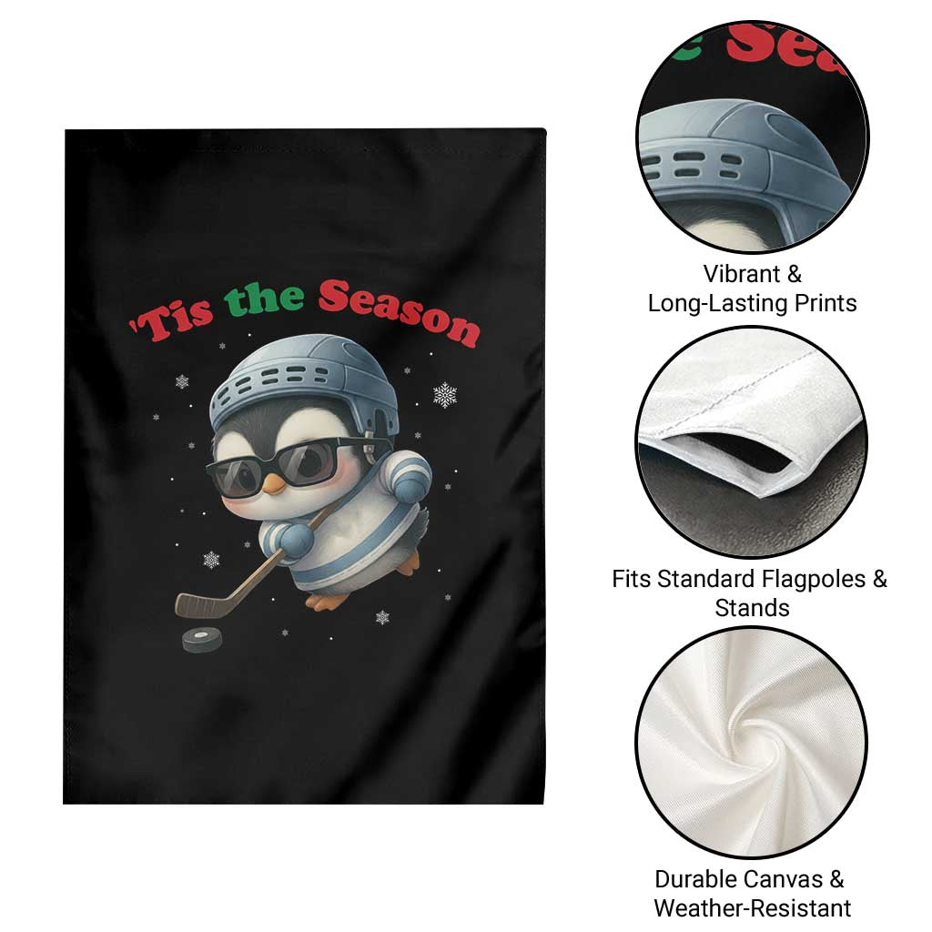 Penguin On Ice Tis The Season Garden Flag Funny Christmas Gift - Wonder Print Shop