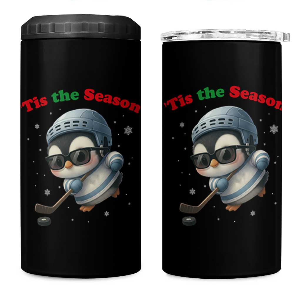 Penguin On Ice Tis The Season 4 in 1 Can Cooler Tumbler Funny Christmas Gift - Wonder Print Shop