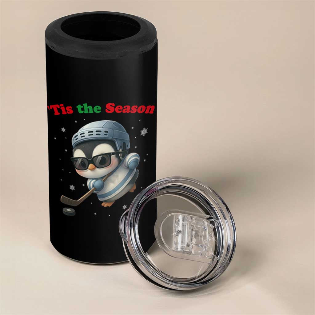 Penguin On Ice Tis The Season 4 in 1 Can Cooler Tumbler Funny Christmas Gift - Wonder Print Shop