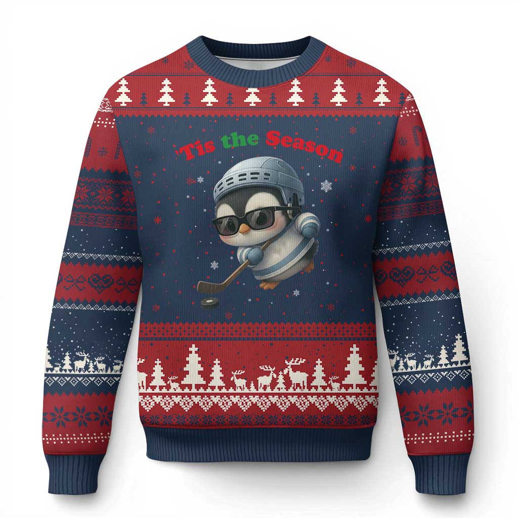 Penguin On Ice Tis The Season Ugly Christmas Sweater Funny Xmas Gift - Wonder Print Shop