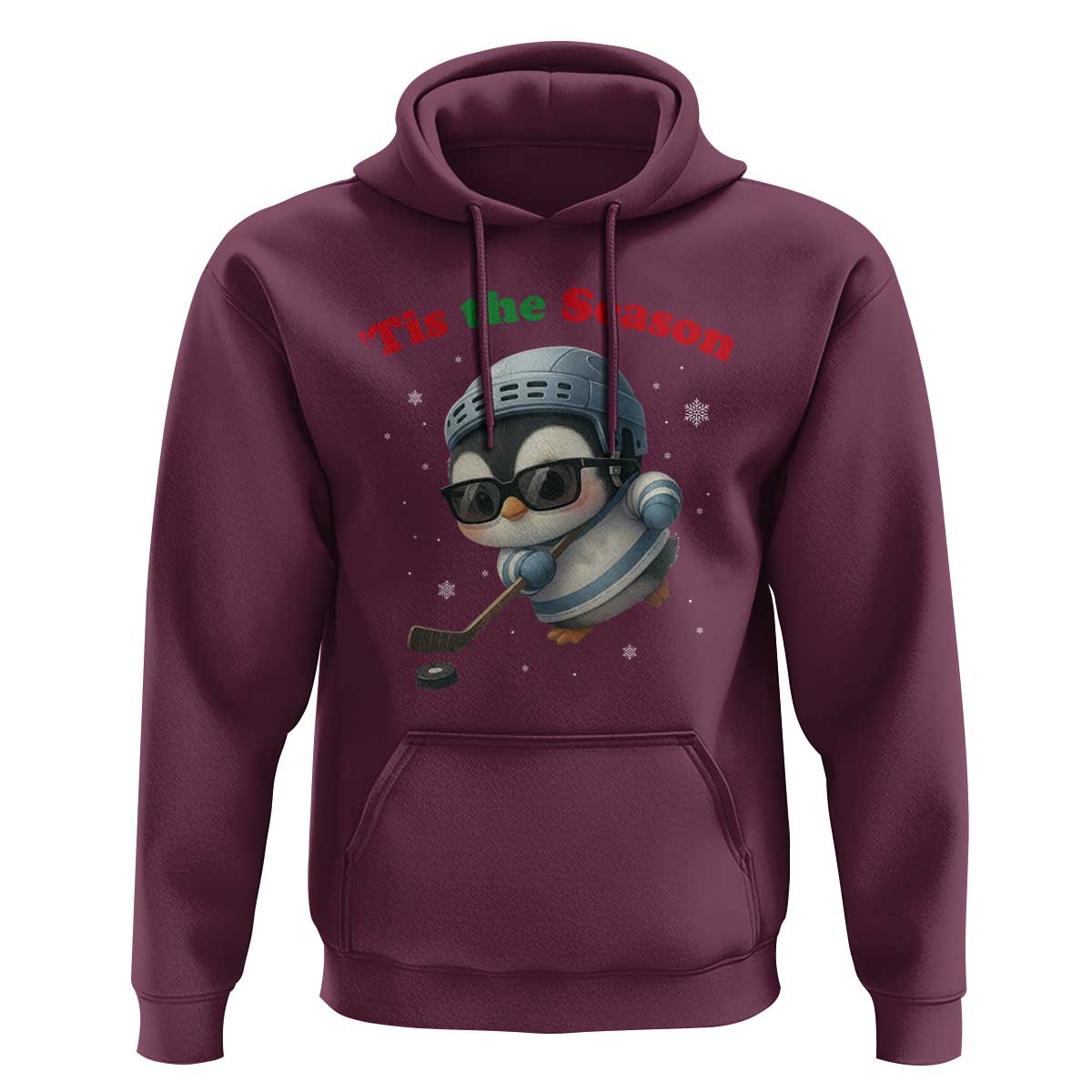 Penguin On Ice Tis The Season Hoodie Funny Christmas Gift - Wonder Print Shop