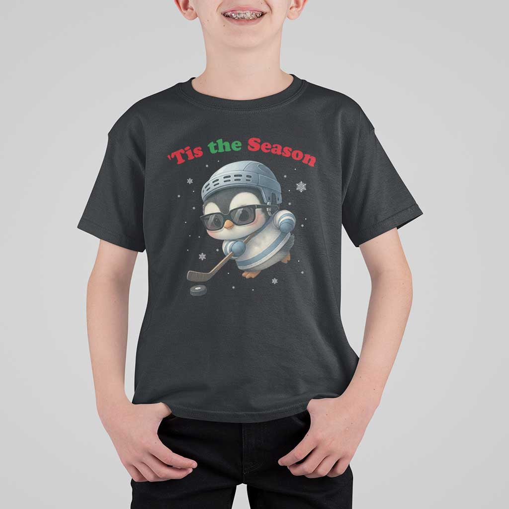 Penguin On Ice Tis The Season T Shirt For Kid Funny Christmas Gift - Wonder Print Shop