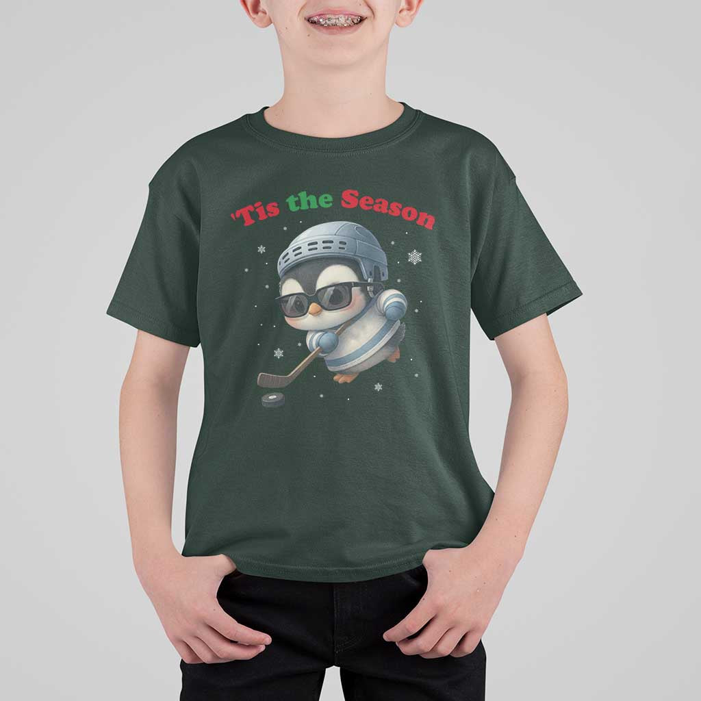 Penguin On Ice Tis The Season T Shirt For Kid Funny Christmas Gift - Wonder Print Shop