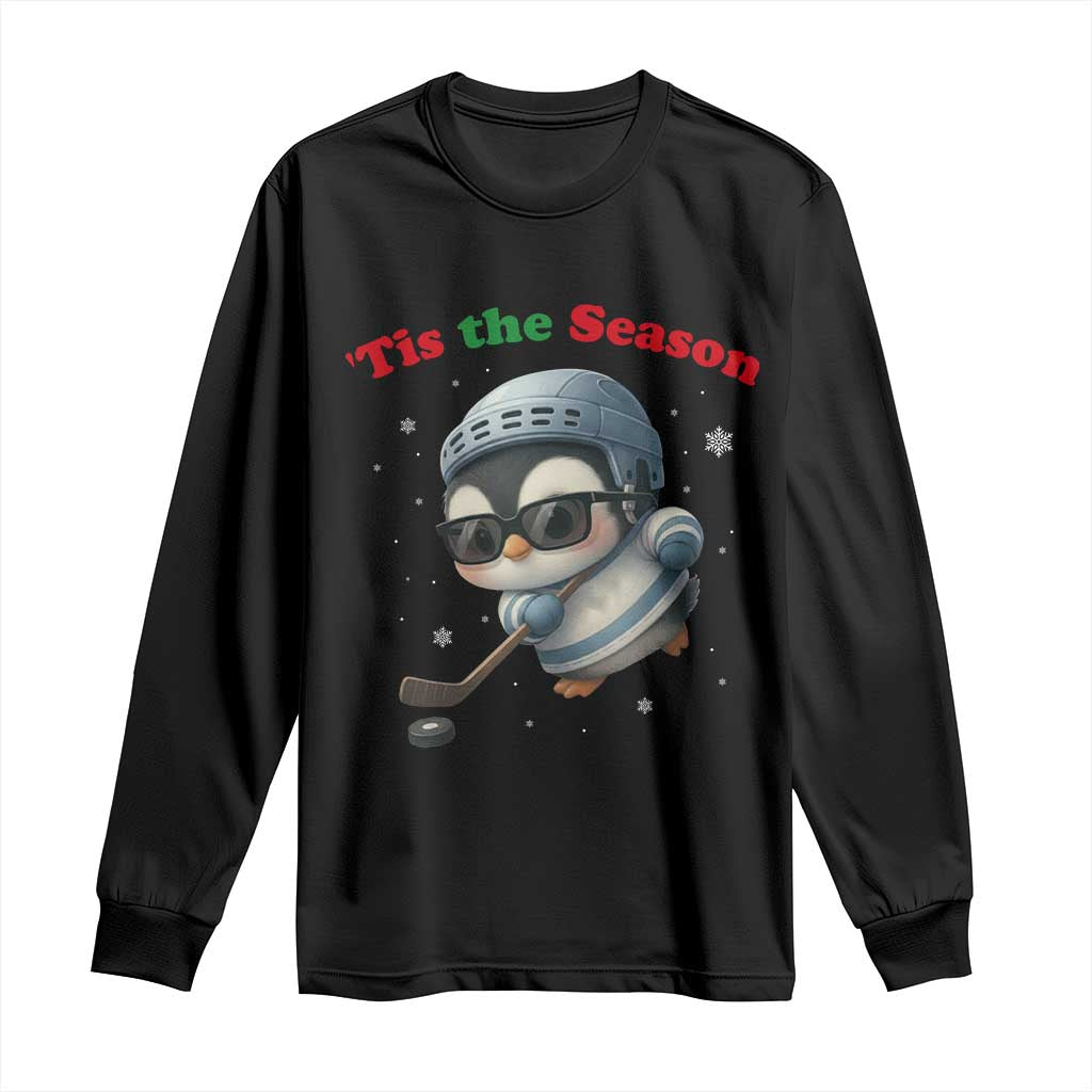 Penguin On Ice Tis The Season Long Sleeve Shirt Funny Christmas Gift - Wonder Print Shop