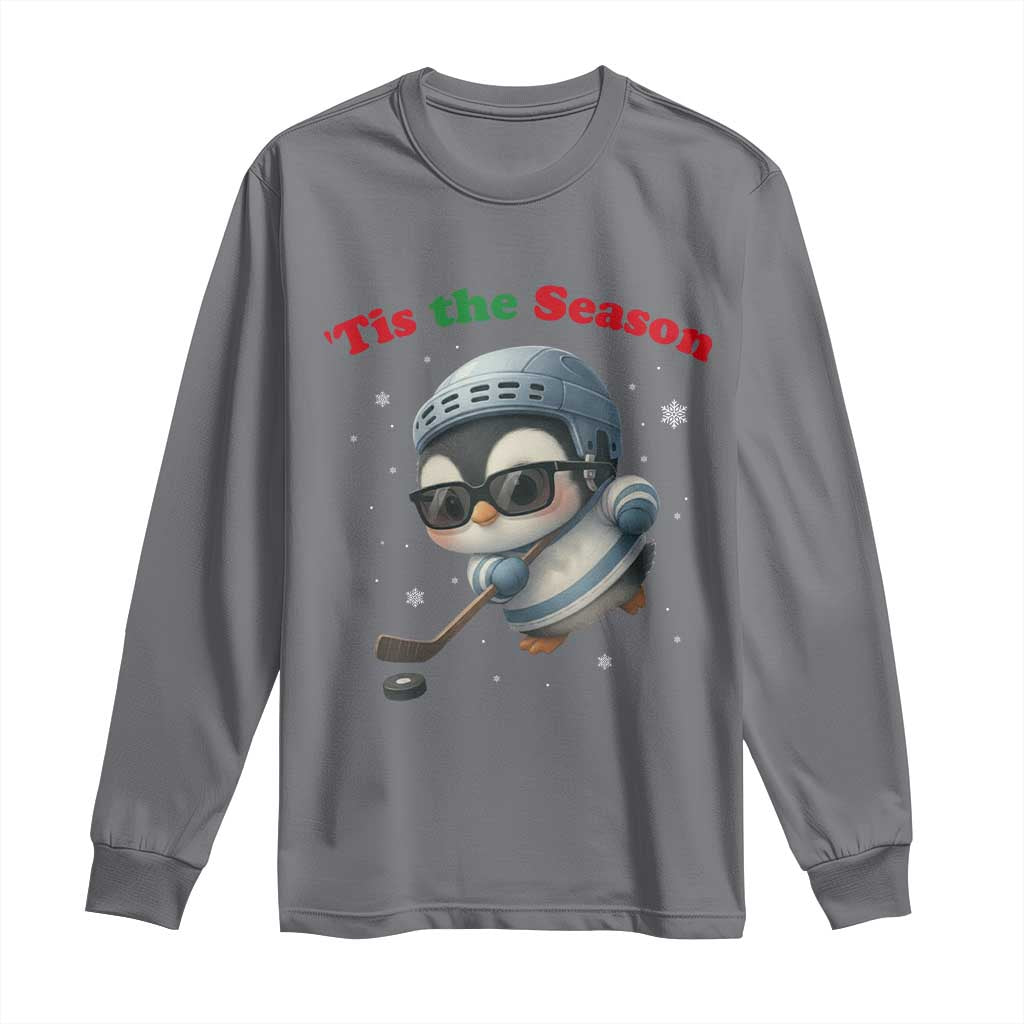 Penguin On Ice Tis The Season Long Sleeve Shirt Funny Christmas Gift - Wonder Print Shop