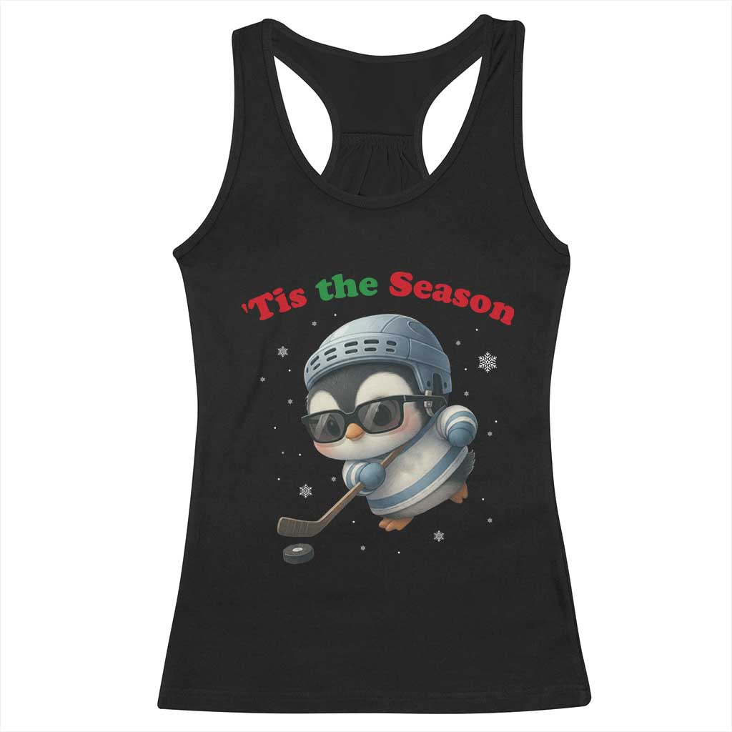 Penguin On Ice Tis The Season Racerback Tank Top Funny Christmas Gift - Wonder Print Shop