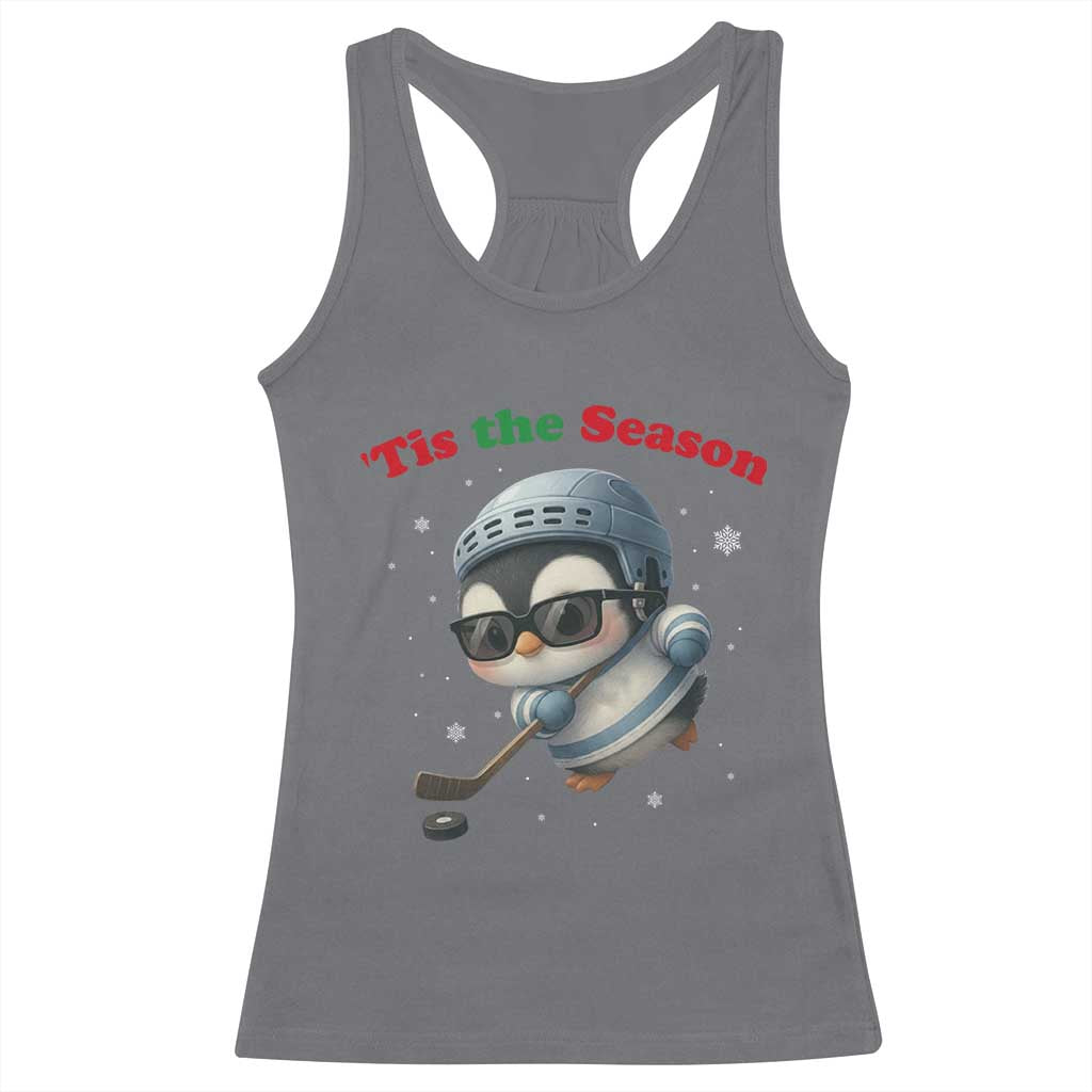 Penguin On Ice Tis The Season Racerback Tank Top Funny Christmas Gift - Wonder Print Shop