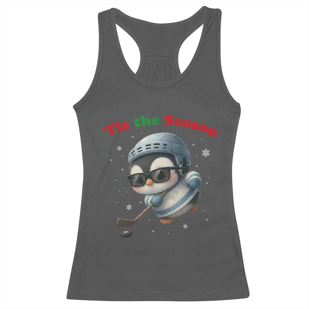Penguin On Ice Tis The Season Racerback Tank Top Funny Christmas Gift - Wonder Print Shop