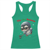 Penguin On Ice Tis The Season Racerback Tank Top Funny Christmas Gift - Wonder Print Shop