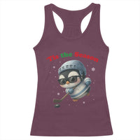 Penguin On Ice Tis The Season Racerback Tank Top Funny Christmas Gift - Wonder Print Shop