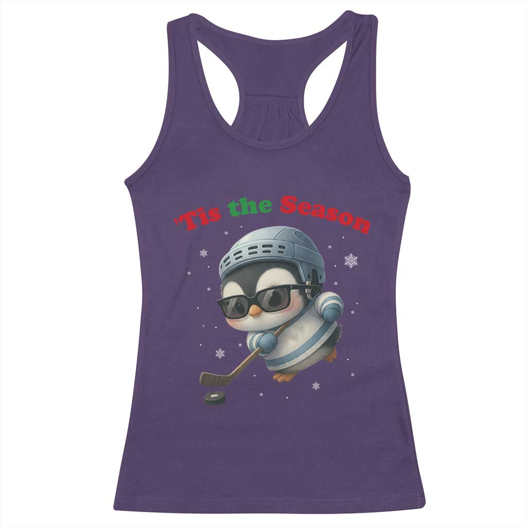 Penguin On Ice Tis The Season Racerback Tank Top Funny Christmas Gift - Wonder Print Shop
