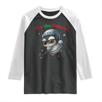 Penguin On Ice Tis The Season Raglan Shirt Funny Christmas Gift - Wonder Print Shop
