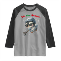 Penguin On Ice Tis The Season Raglan Shirt Funny Christmas Gift - Wonder Print Shop