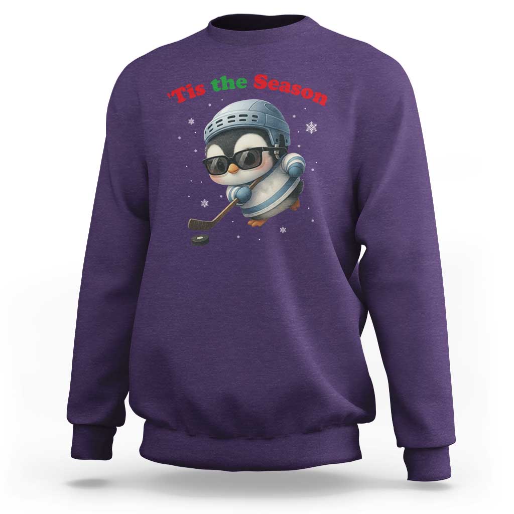 Penguin On Ice Tis The Season Sweatshirt Funny Christmas Gift - Wonder Print Shop