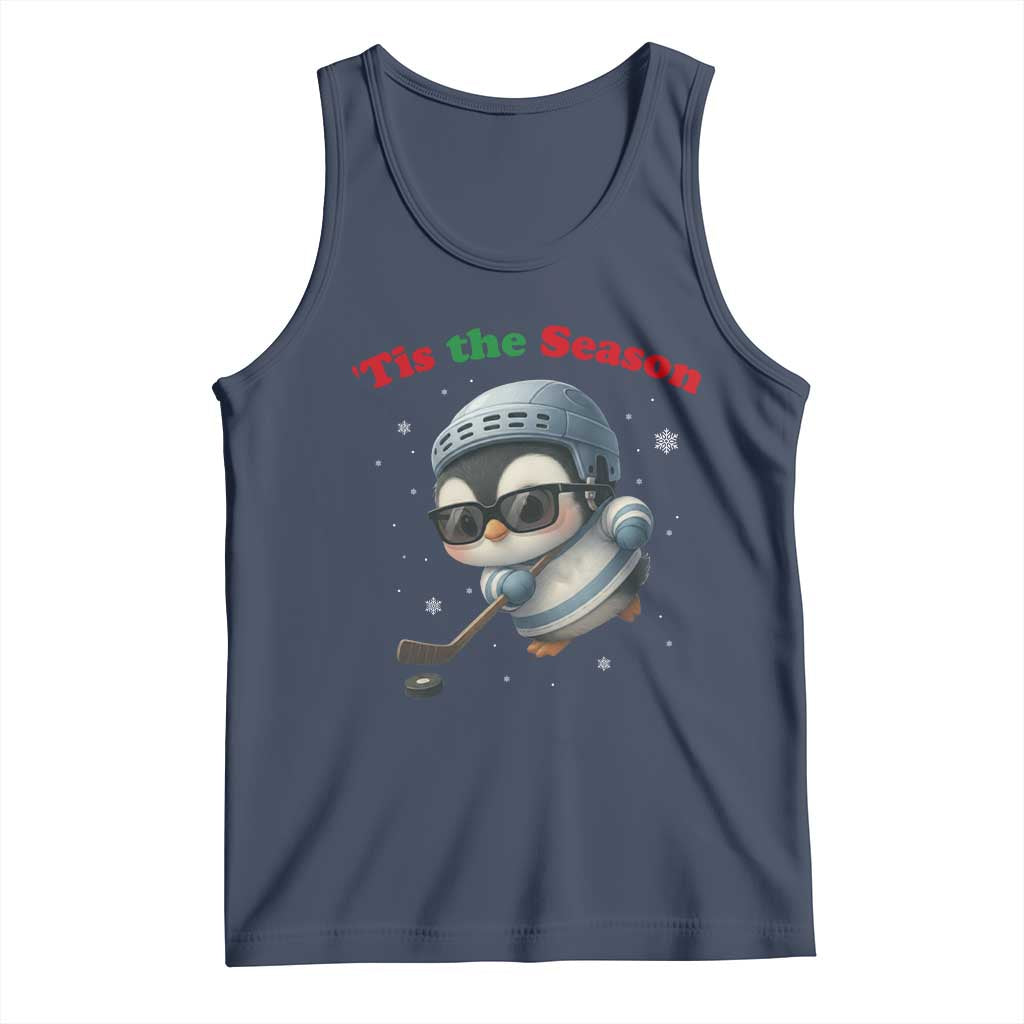 Penguin On Ice Tis The Season Tank Top Funny Christmas Gift - Wonder Print Shop
