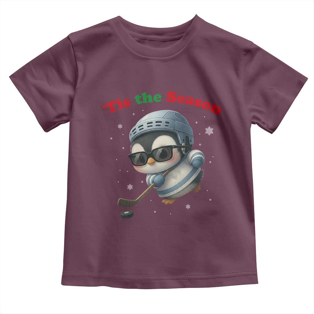 Penguin On Ice Tis The Season Toddler T Shirt Funny Christmas Gift - Wonder Print Shop