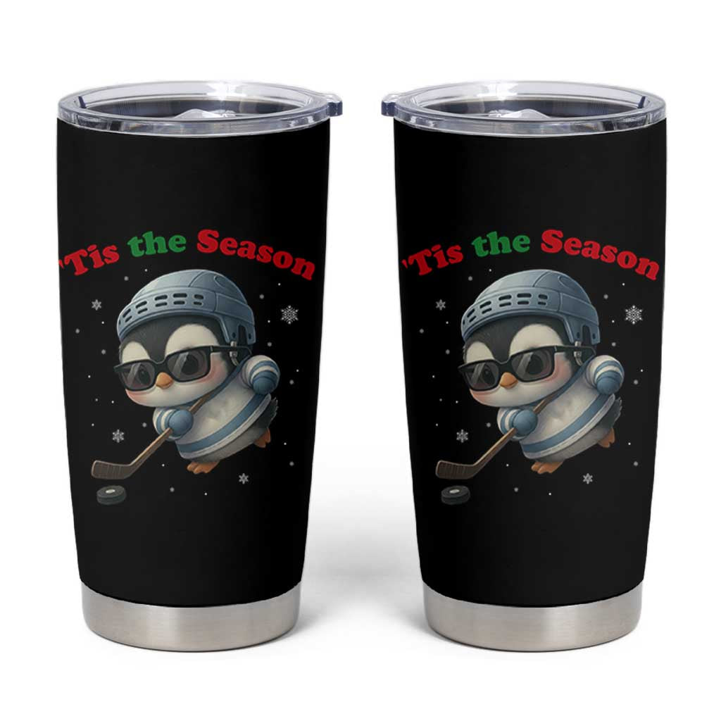 Penguin On Ice Tis The Season Tumbler Cup Funny Christmas Gift - Wonder Print Shop