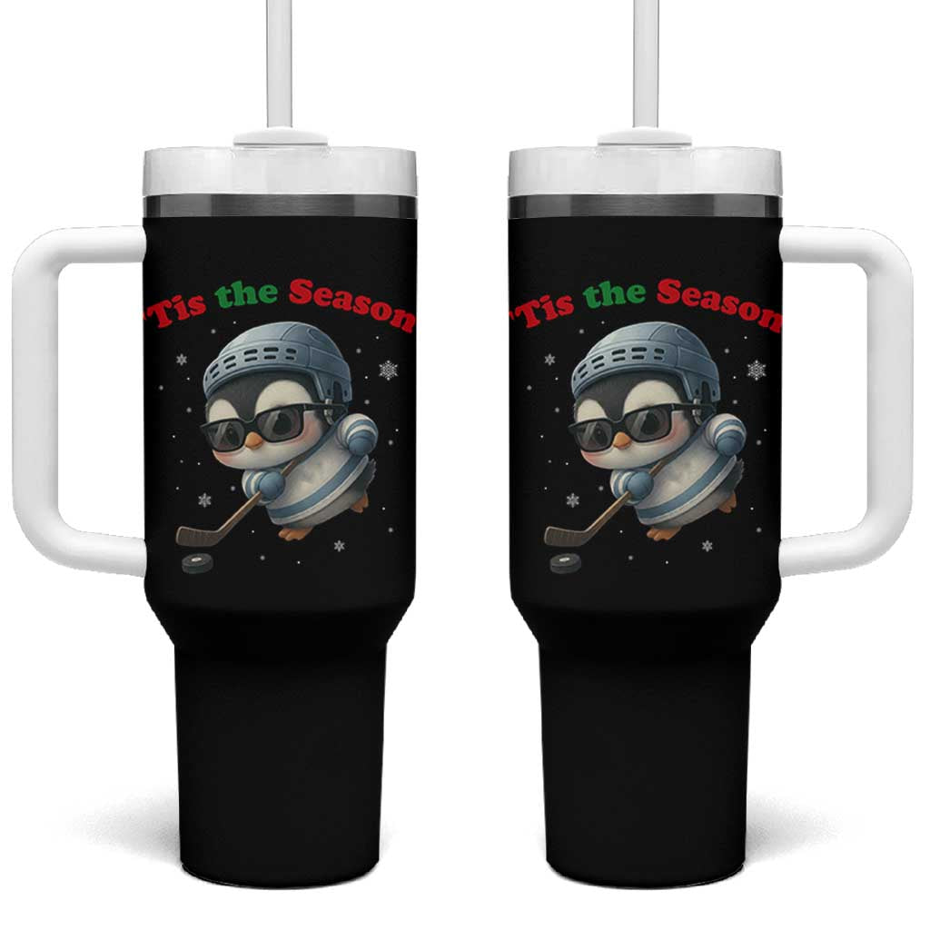 Penguin On Ice Tis The Season Tumbler With Handle Funny Christmas Gift - Wonder Print Shop