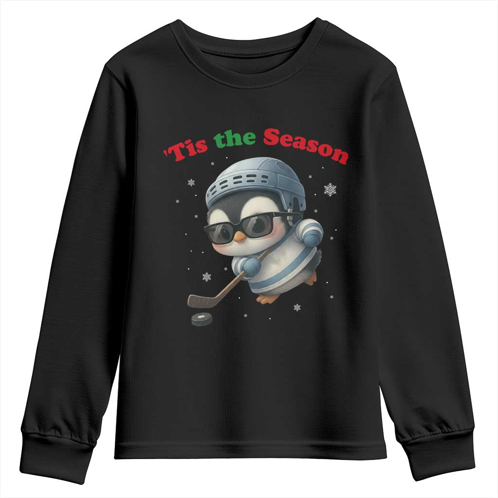 Penguin On Ice Tis The Season Youth Sweatshirt Funny Christmas Gift - Wonder Print Shop