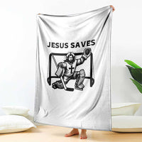 Funny Religious Ice Hockey Goalie Gift Throw Blanket Jesus Saves - Wonder Print Shop
