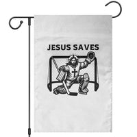 Funny Religious Ice Hockey Goalie Gift Garden Flag Jesus Saves - Wonder Print Shop