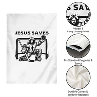 Funny Religious Ice Hockey Goalie Gift Garden Flag Jesus Saves - Wonder Print Shop