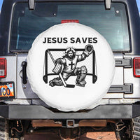 Funny Religious Ice Hockey Goalie Gift Spare Tire Cover Jesus Saves - Wonder Print Shop