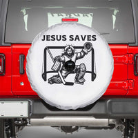 Funny Religious Ice Hockey Goalie Gift Spare Tire Cover Jesus Saves - Wonder Print Shop