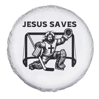 Funny Religious Ice Hockey Goalie Gift Spare Tire Cover Jesus Saves - Wonder Print Shop