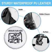 Funny Religious Ice Hockey Goalie Gift Spare Tire Cover Jesus Saves - Wonder Print Shop