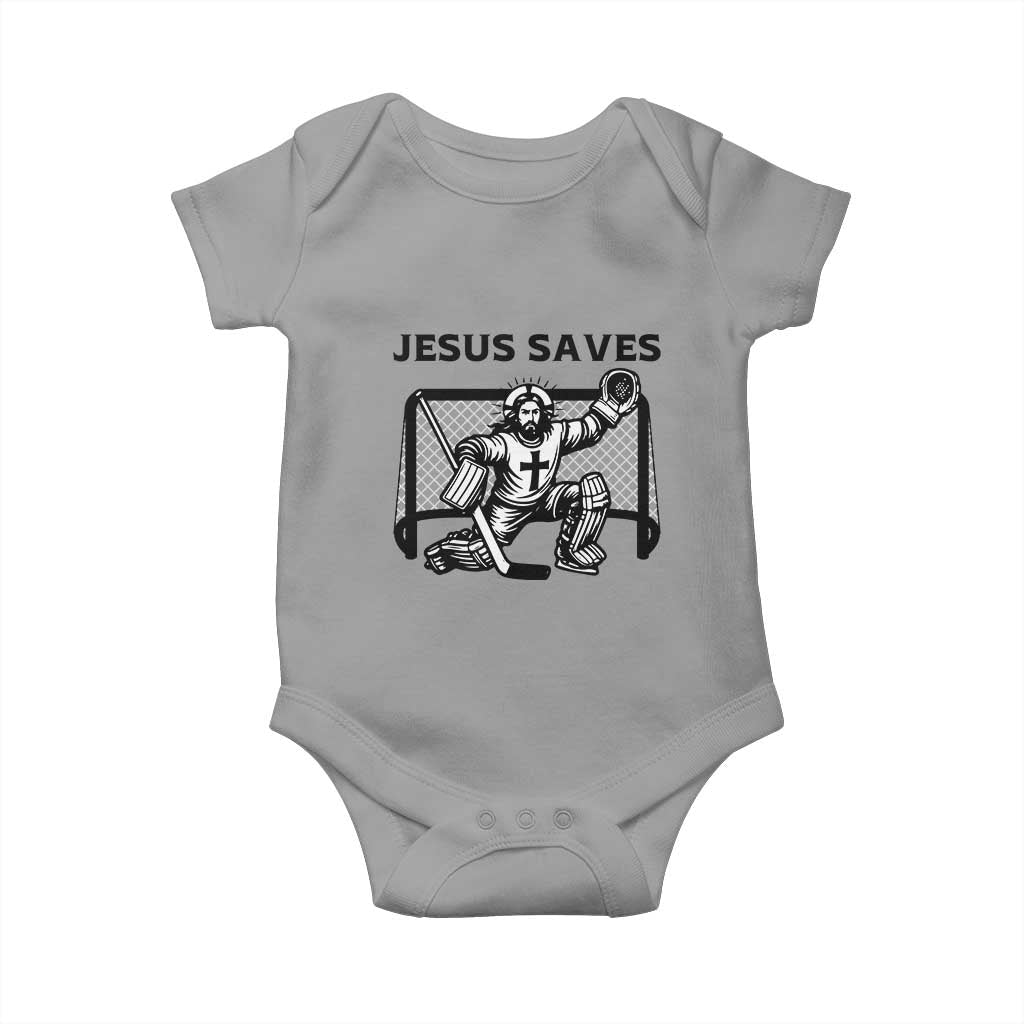 Funny Religious Ice Hockey Goalie Gift Baby Onesie Jesus Saves - Wonder Print Shop