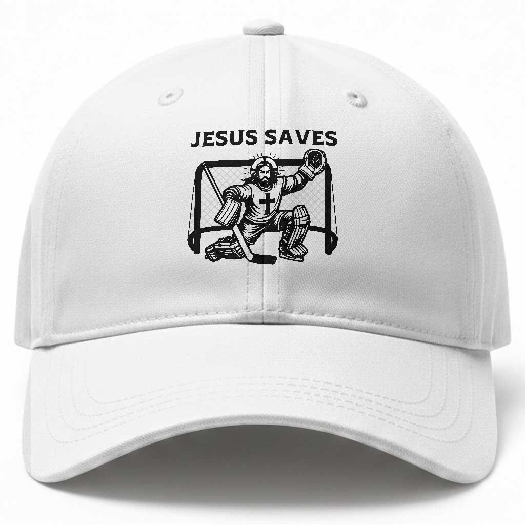 Funny Religious Ice Hockey Goalie Gift Baseball Cap Jesus Saves