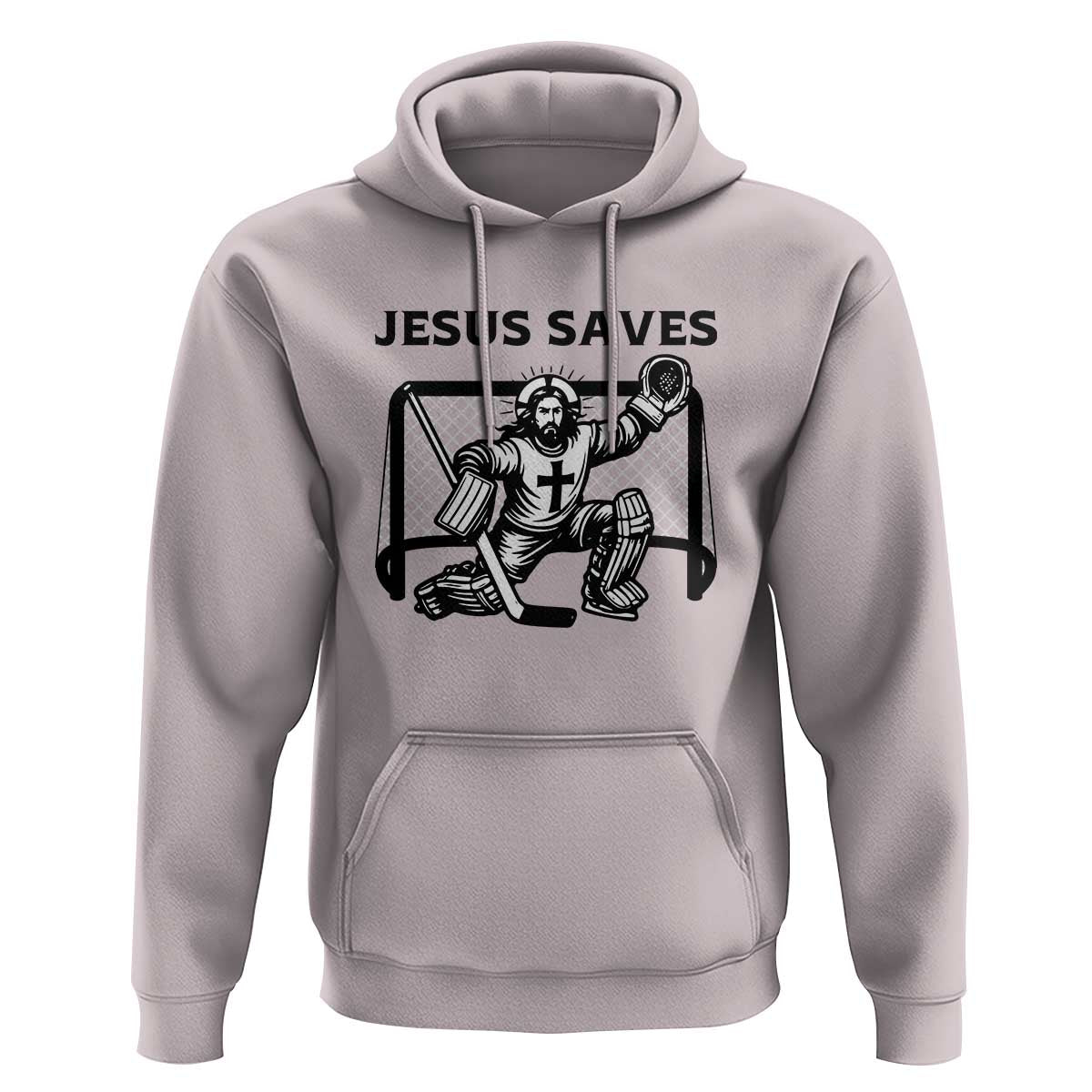 Funny Religious Ice Hockey Goalie Gift Hoodie Jesus Saves - Wonder Print Shop