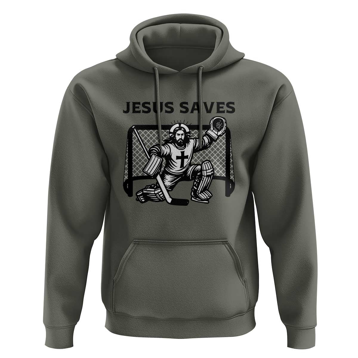 Funny Religious Ice Hockey Goalie Gift Hoodie Jesus Saves - Wonder Print Shop